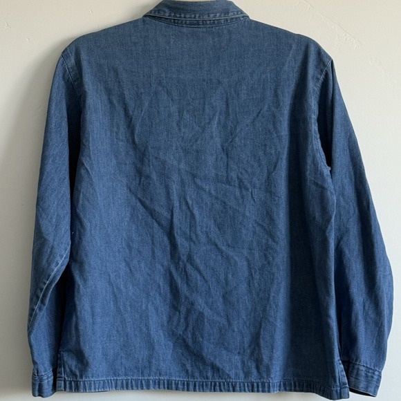 Maggie&Max Denim Shirt Embroidered Fall Leaves Harvest Boxy PL Button‎ Front - Picture 6 of 6